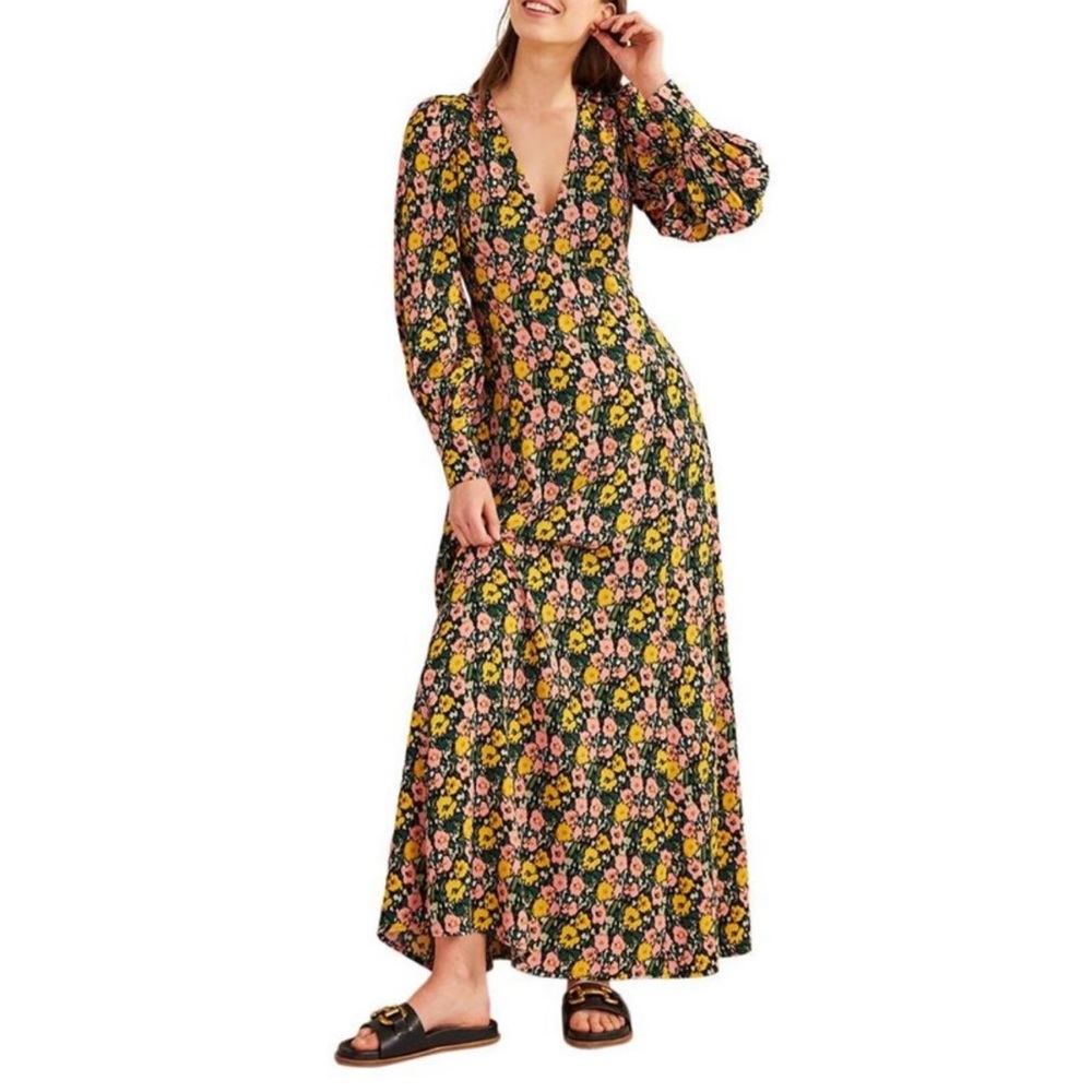 Floral Long Sleeve Maxi Tea Dress